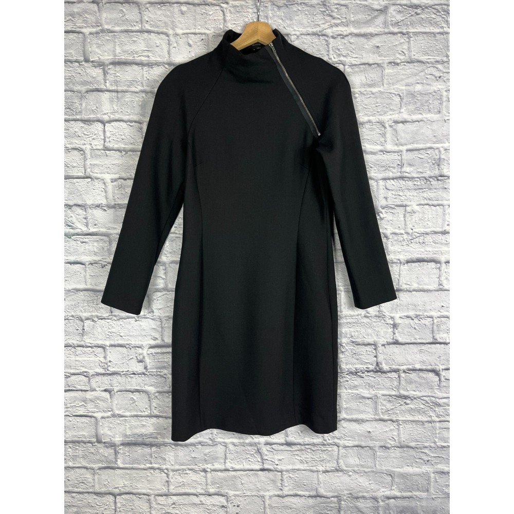 NWT Theory SZ 12 "Danella" Wool Mini Sheath Dress Asymmetric Zippered Neckline